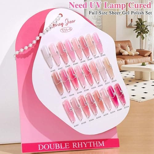 Double Rhythm 28Pcs 0.5Oz Gel Nail Polish Set Same Color Same Bottle Gel Polish Kit Nail Art Manicure Salon DIY at Home for Women (Jelly Sheer Clear Collection-T24-8) thumbnail 5