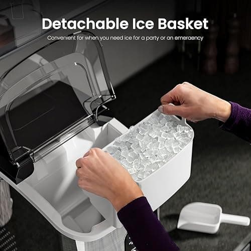 Kismile Nugget Ice Makers Countertop, 35Lbs/24H, Portable Sonic Ice Machine with Self-Cleaning/One-Click Operation for Home/Office(Stainless Steel Silver) thumbnail 4