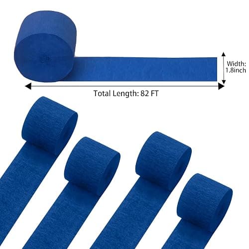 GCB Blue Crepe Paper Streamers for Party Decorations 4 Rolls 328ft,Blue Crepe Paper for Wedding Decorations, Birthday Decorations, Baby Shower Decors Art Crafts DIY Supplies (1.8 Inch x 82 Ft/Roll) thumbnail 2