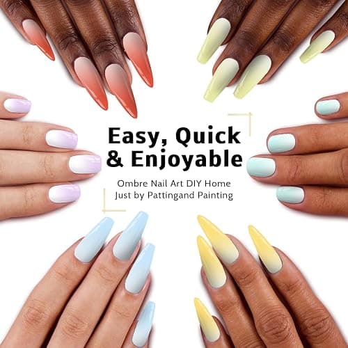 Karroy Sponge Pat Paint Nail Gel & Tools Kit, 9 Colors Ombre Nails Gradient Gel Nail Blush Blooming Aura Nails Drawing Stripper Floral Painting Nail Art, No Wipe, UV/LED Curing (9 Colors Set A) thumbnail 2