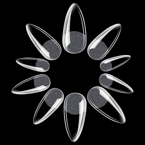UNA GELLA Almond Gel Nail Tips, 504PCS Pre Etched Clear Fake Nails Tips Medium Almond Shape - 12 Sizes Full Cover Soft Acrylic Press On Nail Extensions No C Curve Gift for Diy at Home - A0-Medium Almond thumbnail 8