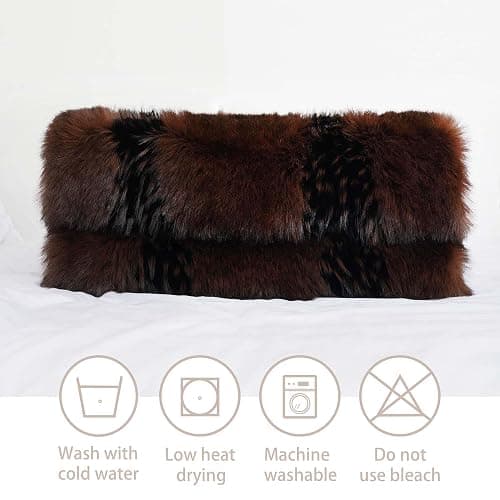inchgrass Fox Faux Fur Blanket Luxury Fur Throw Blanket Sofa Fluffy Blanket Super Warm Elegant Cozy Fuzzy Throw Blankets for Couch,Armchair and Bed Washable Plush Blankets 74"x60" Brown Throw Blanket | Luxury Fur Throw Blanket, Super Warm, Plush Blankets, Cozy, Elegant, Fuzzy, Washable, Sofa Fluffy Blanket, Couch, Bed thumbnail 5