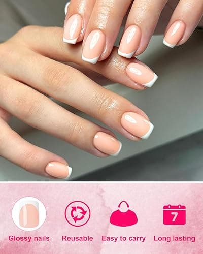 AddFavor French Tip Press on Nails Short Square - 240pcs White French Tip Nails with Nail Glue & Adhesive Tabs, 10 Sizes Glue on Nails for Women & Girls Fingernails Manicure thumbnail 3