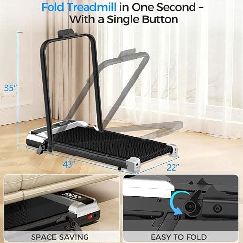 Walking Pad Treadmill with 8% Incline for Home Office,3.0HP Low Noise Portable Folding Under Desk Treadmill with Remote Control,Jogging Running Machine,350 Lbs Capacity,LED Display,Handle Bar thumbnail 7