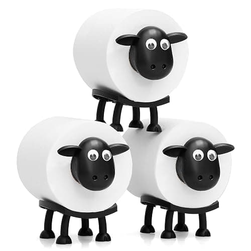 VELENTI Sheep Toilet Roll Holder, Free Standing Bathroom Set, 3D Printed, Funny Hilarious Black Sheep Loo Roll Holder, Tissue Paper Storage, Cute Bathroom Decor, X3, Set of 3 - Image 1