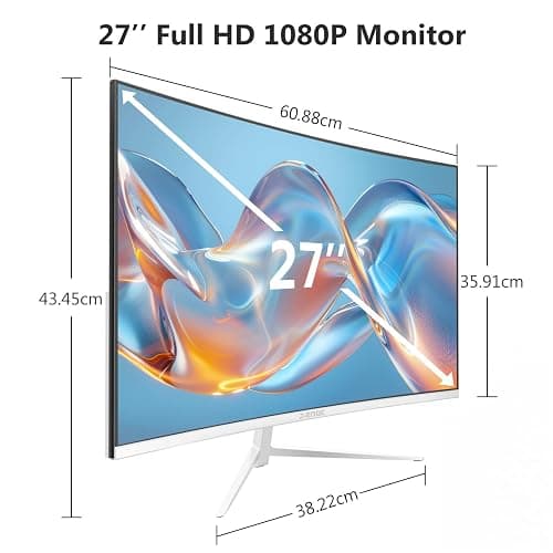 Z-Edge 27 Inch Curved Monitor 100Hz Full HD Office Monitor 1080P VA Panel 1500R, 99% sRGB, 250 cd/m², HDR10, FreeSync, Ultra-Thin Bezel, HDMI & DisplayPort, VESA Mountable, White thumbnail 6