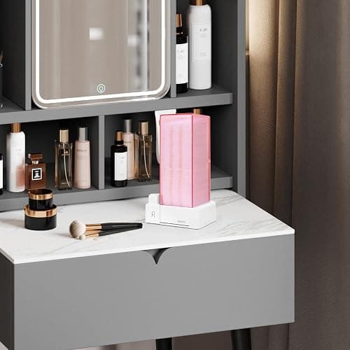 Automatic Square Press Out Cosmetic Makeup Removers Pad Holder, Makeup Cotton Organizer Container Dispenser Storage Display Rack (Pink) thumbnail 7