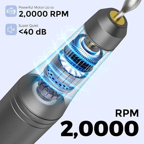Cordless Electric Nail Drill Kit Professional Portable Electric Nail File Set Machine for Acrylic Gel Nails,Toenail Hand Feet Care,9 Speed with LED Display Ideal Gift for Men and Women-DeepGrey thumbnail 4