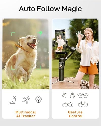 hohem iSteady V3 Ultra Gimbal Stabilizer for iPhone, Phone Gimbal with AI Auto Tracking, Detachable Touchscreen Remote, Built-in Extension Rod, Tripod, Fill Light, for Vlog, Travel, Pet, Fitness thumbnail 2