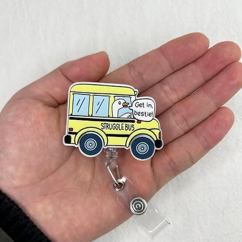 Funny Struggle Bus Badge Reel Retractable, Silly Goose Badge Reel for Nurse Nursing Student RN CNA LPN Medical Worker & Teacher, Funny Goose Badge Holder with Alligator Clip & 24” Durable Nylon Cord thumbnail 3
