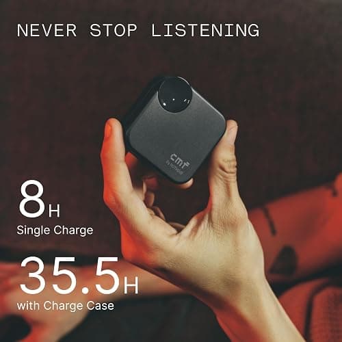CMF Buds 2a Wireless Earbuds 2025 New Active Noise Cancelling 42dB Hybrid ANC Bluetooth Headphones, 12.4mm Dynamic Driver for Big Bass, 4 Mic Clear Calls, Sport Ear Buds for iPhone, Android, Dark Grey thumbnail 6