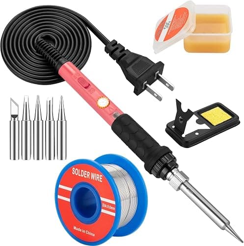 Soldering Iron Kit, 60W Soldering Iron with 5pc Interchangeable Tips, 10-in-1 Adjustable Temperature Solder Welding Tools, Fast Heating, Electronic Repair, 110V - Image 1