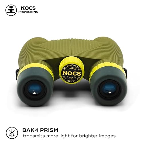 Nocs Provisions Standard Issue 10x25 Waterproof Binoculars, 10X Magnification, Bak4 Prism, Wide View Multi-Coated Lenses for Bird Watching, Hiking & Backpacking - Olive Green thumbnail 3