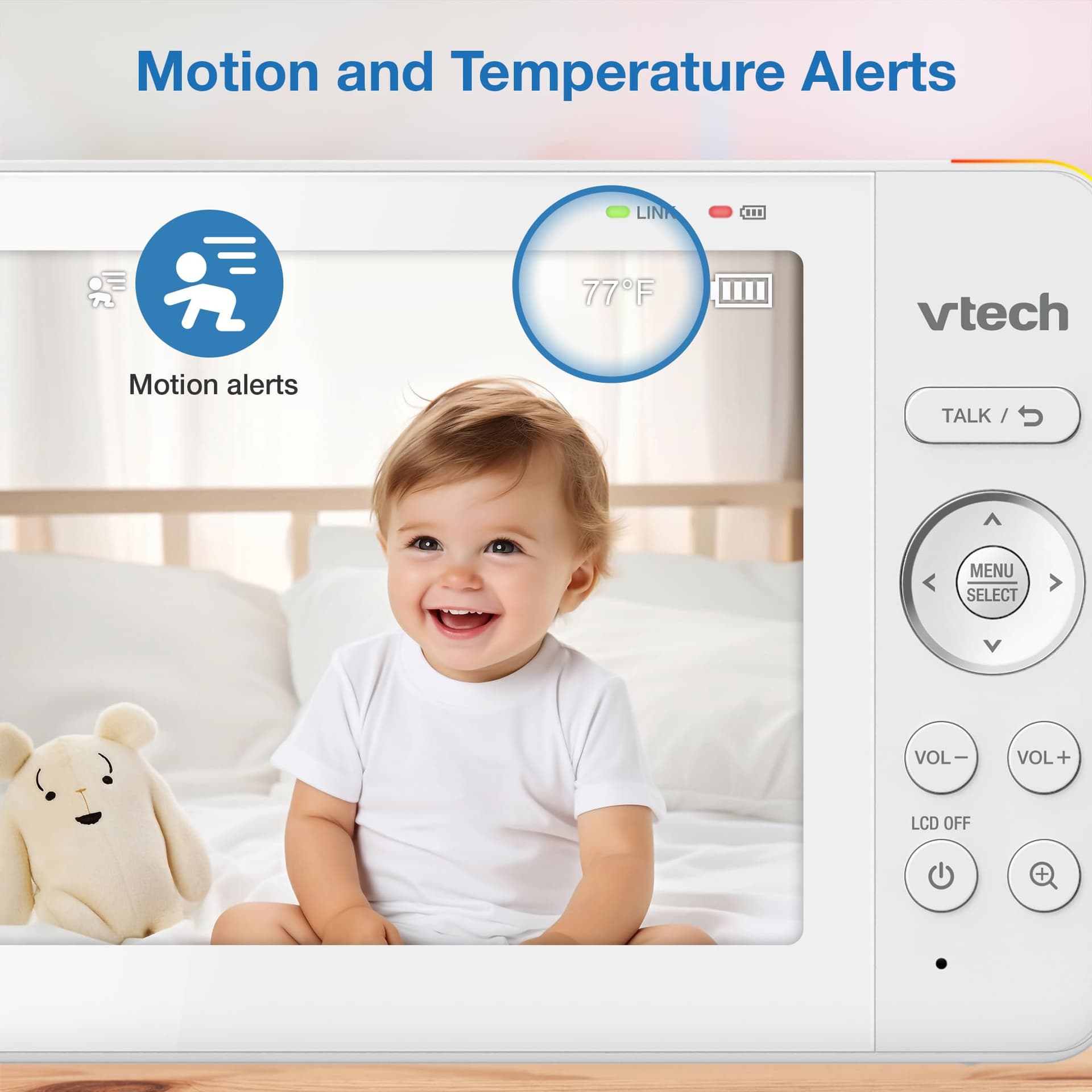 VTech Advanced HQ MAX 7" Digital Video Baby Monitor with Panoramic Zoom, 5000mAh Long Battery Life, IPS Display, Touch Control, Multi-Color Night Light, thumbnail 8