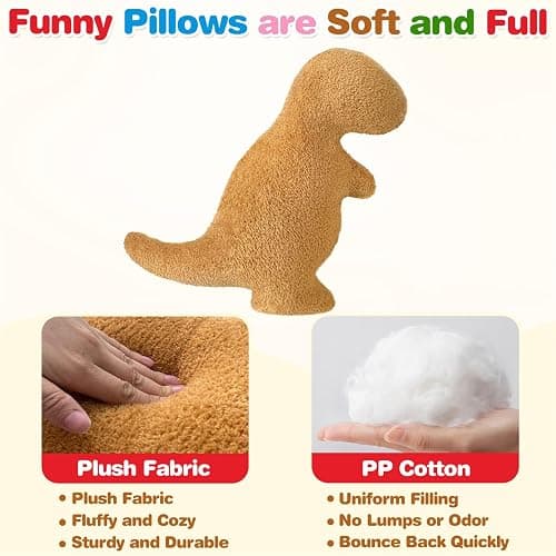 Dino Nugget Pillow Plush Birthday Gifts for Boys Girls, Chicken Dino Nuggets Plush Pillow Funny Easter Gifts , Dinosaur Stuffed Animals Dinosaur Gifts Birthday Present for Kids Teens(Small, Tyran Rex) thumbnail 6