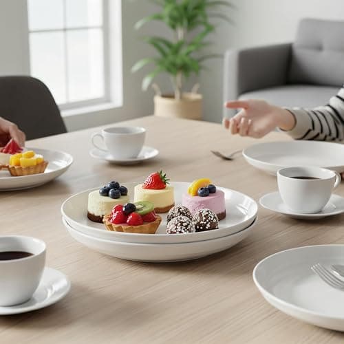 QUANSHANGJU Set of 6 Dinner Plates 7 Inch, White Porcelain Plates, Microwave Oven Dishwasher Safe Scratch Resistant thumbnail 8