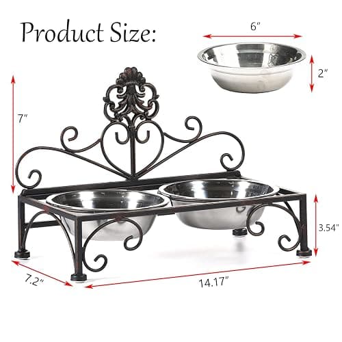 3.54" H Elevated Dog Bowls, Metal Raised Dog Bowl, Cats Bowls with Stand | Dog Bowls with Double Stainless Steel, Pet Feeder for Food and Water Lifted, Elevated Pets Bowl Holder thumbnail 2