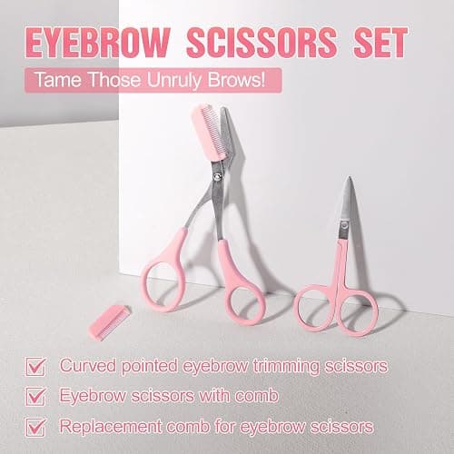 Eyebrow Kit, 17 in 1 Tweezers for Women Facial Hair, Hair Scissors with Comb, Eyebrow Trimmer, Brow Brushes, Hair Tools Travel Bag, Professional Grooming Tweezer Set thumbnail 2