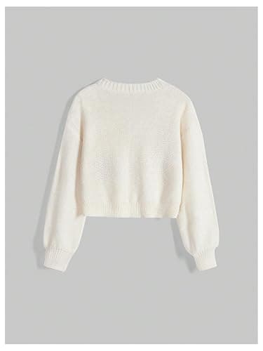 BEAUDRM Women's Cropped Cardigan Sweater Embroidered Cardigan Cropped Sweater Button Down Knit Top Outerwear thumbnail 2