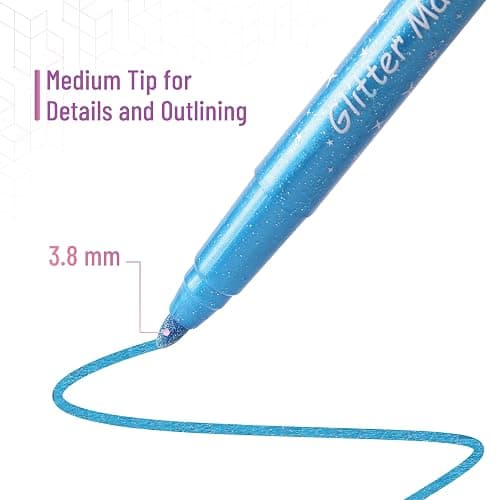 Mr. Pen- Glitter Marker Pens, 24 Pack, Assorted Colors, Medium Tip | Non-Toxic High-Pigment Water-Based Ink, Smooth & Quick-Dry for Crafts, Coloring, Journaling, Doodling thumbnail 3