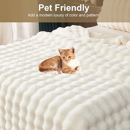 Kuscheldecke Kaninchen Plüsch Decke Super Soft Wohndecke Dick 1000 G/M² Flanell Decke Couchdecke Warme Überwurfdecke Sofadecke Vielseitig Blanket Für Bett Sofa Schlafzimmer Büro Weiß 100 x 160cm thumbnail 5