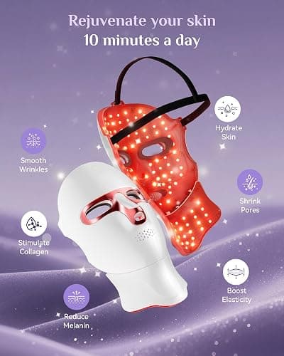 FOLOKE LED Light Therapy Mask Skin Care Mask, LED face & neck Red 630±5nm & NIR 830nm Wavelength,USB C Rechargeable for Home Use Working Travel Yoga (Sakura Pink） thumbnail 7