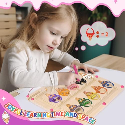 wakeInsa Magnetic Color and Number Maze,Montessori Toy for 2-5 Years Old Girls,Wooden Magnet Balls Puzzles,Toddler Busy Board Game,Preschool Learning Activities,Christmas & Birthday Gift for Kids thumbnail 6