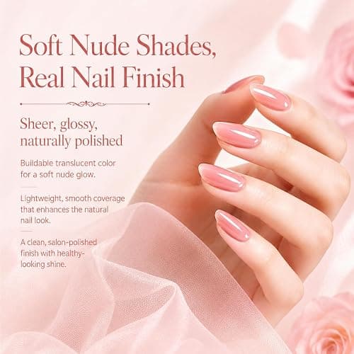 Beetles Nude Gel Nail Polish Set, 6 Colors Nude Pink Brown Neutral Jelly | Gel Polish Kit Sheer Translucent Effect Soak Off UV Nail Art Design Drunken Rose Collection Manicure Gift for Women thumbnail 3