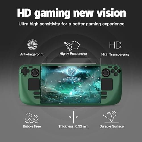 bibuks ﻿Steam Deck Case,Steam Deck OLED Protective Case,Non-Slip Skin Protective Shell Accessories with Kickstand ,2 Screen Protector, 4 Thumb Grip (Green) thumbnail 6