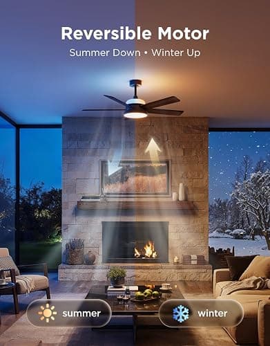 Govee Ceiling Fans with Lights and Remote, RGBIC Smart 52'' flush mount | Reversible DC Motor, Dimmable, 2800lm, Low Profile Ceiling Fan for Bedroom, Living Room, Black thumbnail 6