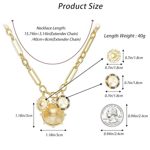 HETICA Chunky Gold-Plated Necklace for Women Heart Pendants Necklace Sun Flower Necklace Fashion Hip Hop Choker Gift thumbnail 4