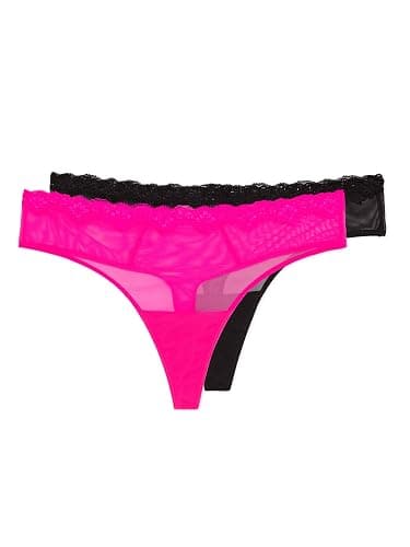 Smart & Sexy Women's Mesh & Lace Thong Panties, Available in Multi Packs - Image 1
