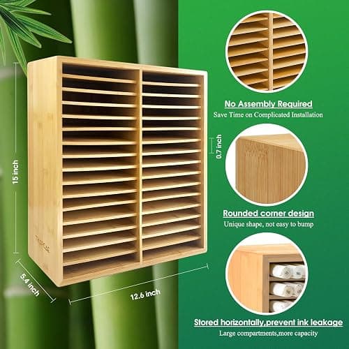 TIKSPCAE Marker Organizer for 288 Markers,Bamboo Wooden Desk Storage Organizer Rack,Markers Pens Pencils Art Brushes Storage Holder for Home Classroom Office Decor thumbnail 2