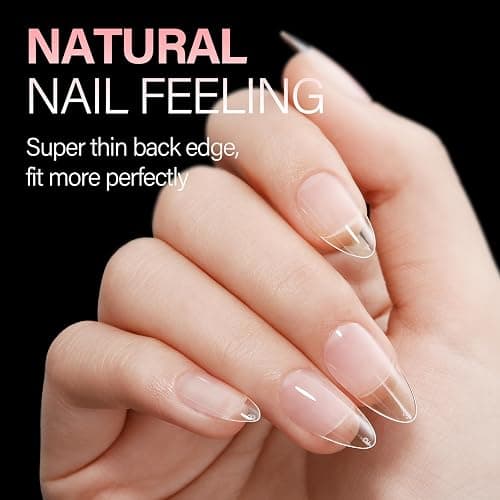 AILLSA Medium Almond Nail Tips Gel Half Matte Acrylic Nail Tips Clear Gelly Full Cover Pre-Filed Press on Nail tips Fake Nails For Extentions Manicure Salon Home DIY 216PCS 12 Sizes thumbnail 3
