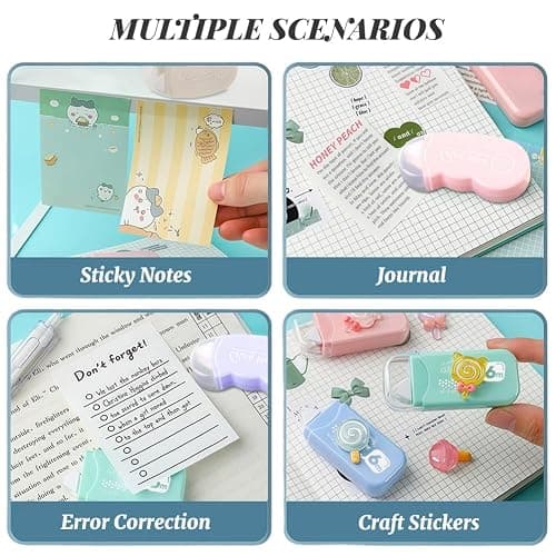 Flintronic 5 Pcs Scotch Double Face, 6M*6mm Rouleau de Colle, Colle à Ruban Adhésif, Propre, Portable, Ruban Cadeau Emballage, Roller Colles pour Scrapbooking, Papier Cadeau, Album Photo, École,Bureau thumbnail 3