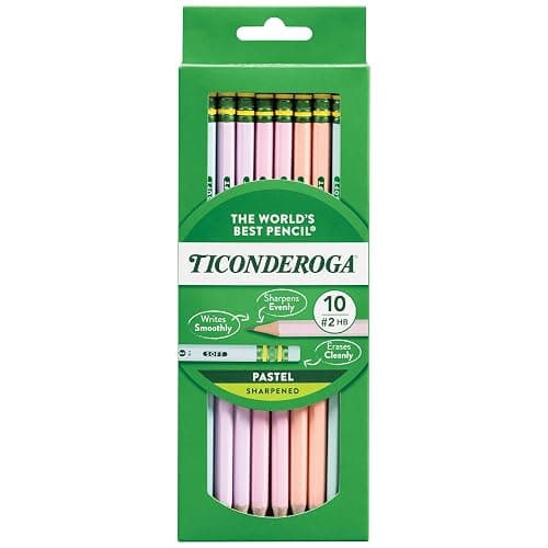 Ticonderoga® Pastel Pencils, 2 Soft, Assorted Colors, Pack Of 10 Pencils - Image 1