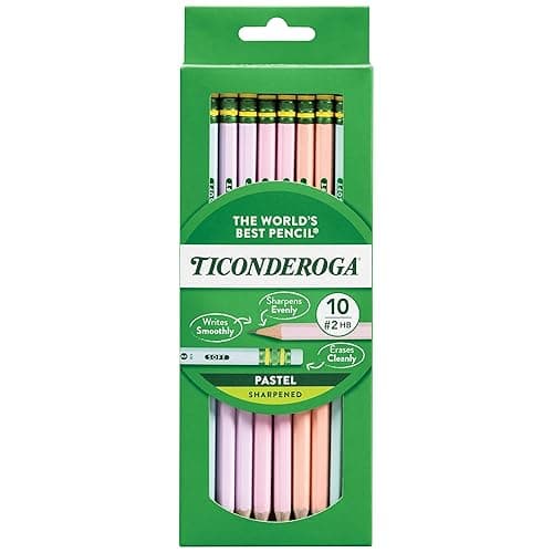 Ticonderoga® Pastel Pencils, #2 Soft, Assorted Colors, Pack of 10 Pencils - 10 Count Pastel
