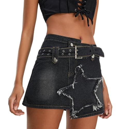 Kisidoo Women's Denim Skirt Vintage Star Patchwork Party Club Jean Skirt Casual Y2k Mini Skirt Skorts Skirts for Women - Image 1