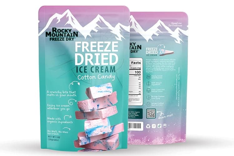 Freeze Dried Ice Cream – Cotton Candy Ice Cream That Doesn’t Melt – Sweet Fun Crunchy Treat – Rocky Mountain Freeze Dry (1 OZ, Cotton Candy) thumbnail 7