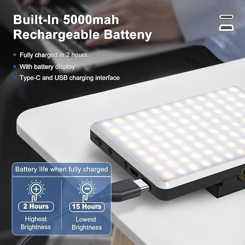 OLRPT Selfie Light, Phone Light with Front & Back Clip, 60 LED Portable Light with 3 Modes, 5000mAh Rechargeable Video Light for Phone, iPhone, IPad, Laptop, TikTok, Makeup, Live Stream, Vlog thumbnail 4