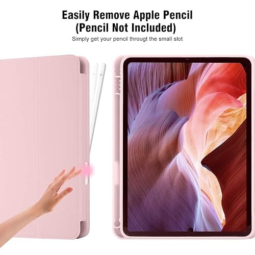 iPad (A16) 11th Generation Case 11 Inch 2025, iPad 10th Generation Case 2022 10.9 Inch with Pencil Holder, Soft TPU Back Slim Smart Protective Trifold Stand Cover, Auto Wake/Sleep, Pink thumbnail 3