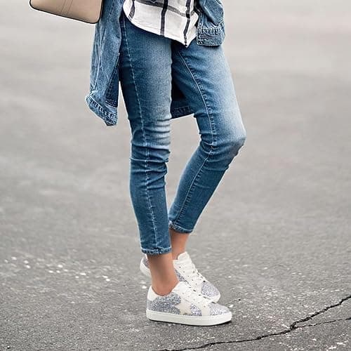 PARTY Women's Fashion Star Sneaker Lace Up Low Top Comfortable Cushioned Walking Shoes thumbnail 2