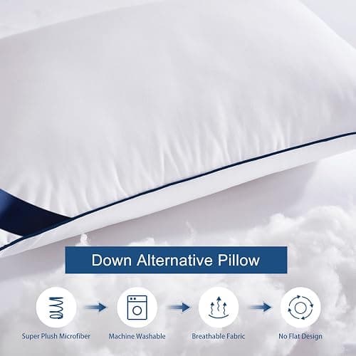 Meoflaw Pillows Queen Size Set of 4,Soft Microfiber Queen Pillows with Hollow Fiber,Hotel Quailty Bed Pillows for Sleeping 4 Pack for Back,Stomach Sleeper thumbnail 2