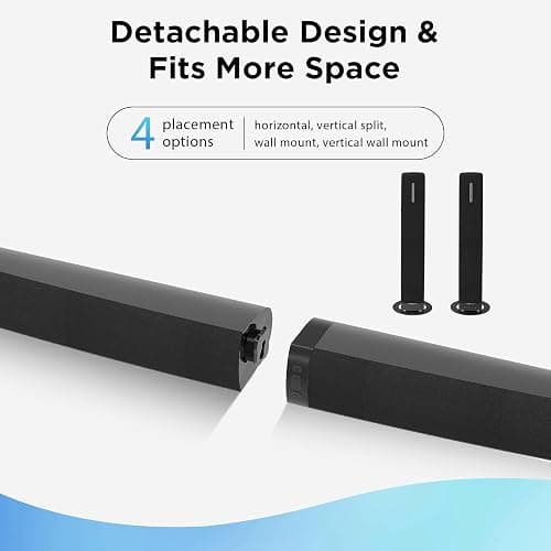 Assistrust Sound Bar for Smart TV,90W Soundbar with Bluetooth/ARC/Optical/AUX Connect, Auto Volume Boost, 3 Customizable Equalizer Modes, 2 in 1 Detachable Soundbar for TV/PC/Gaming/Projectors - Black thumbnail 8