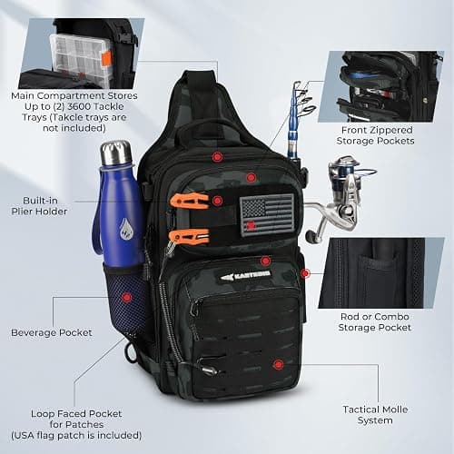 KastKing BlowBak Tactical Sling Tackle Bag-Lightweight Fishing Backpack Storge Fishing Gear and Equipment,Gift for Men thumbnail 4
