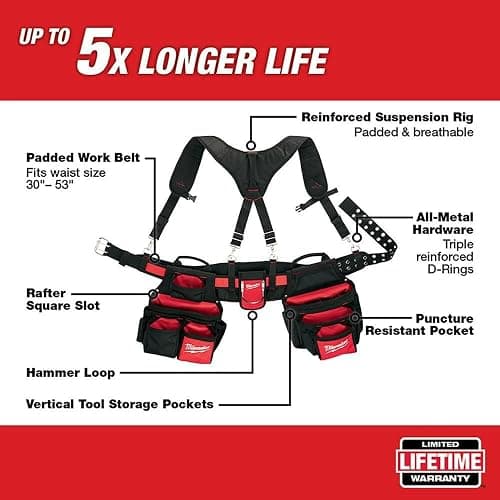 Milwaukee 48-22-8120 Contractor Work Belt with Suspension Rig thumbnail 4