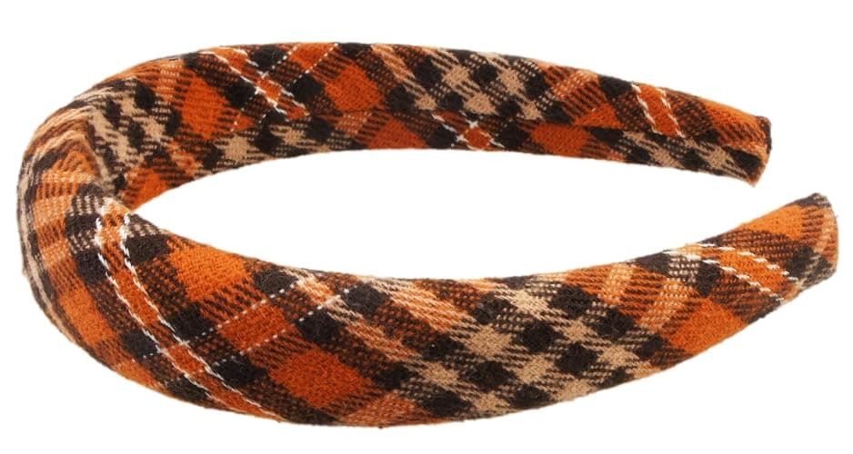 VIVIAN & VINCENT 2 Pack of Women's Headbands, Plaid Tartan | Top-knot buffalo-check hair bands pair red-black and black-white colorways for women and girls thumbnail 3