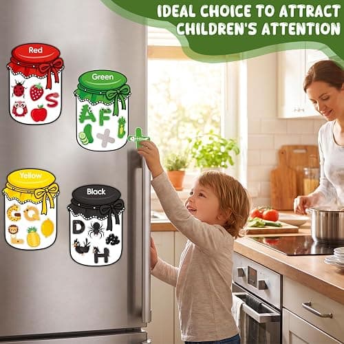 10Pcs Magnetic Color Sorting Set, 60 Cute Alphabet Animals Shape Matching Fridge Magnets for Kids Early Education Color Sorting Fine Motor Skills thumbnail 5