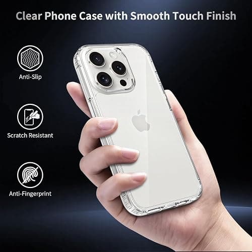 XNXA for iPhone 15 Pro Case Clear, Anti-Yellowing 6.1 Inches Slim Fit Heavy Duty Protection Wireless Charging Compatible Lightweight TPU and PC Shockproof Anti-Slip Transparent Protective Phone Cover thumbnail 5