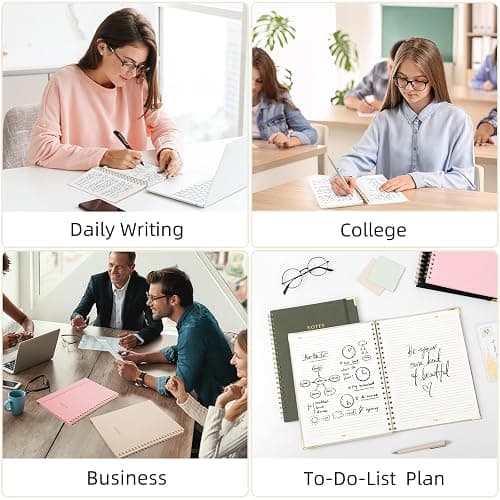 ALKALO A4 Large Spiral Notebook Journal, (8.5×11'') 100 Pages Linen Hardcover College Ruled Journaling For Work & Note Taking Thick Spiral Journal For Writing Daily Journal For Women & Men- Green thumbnail 5